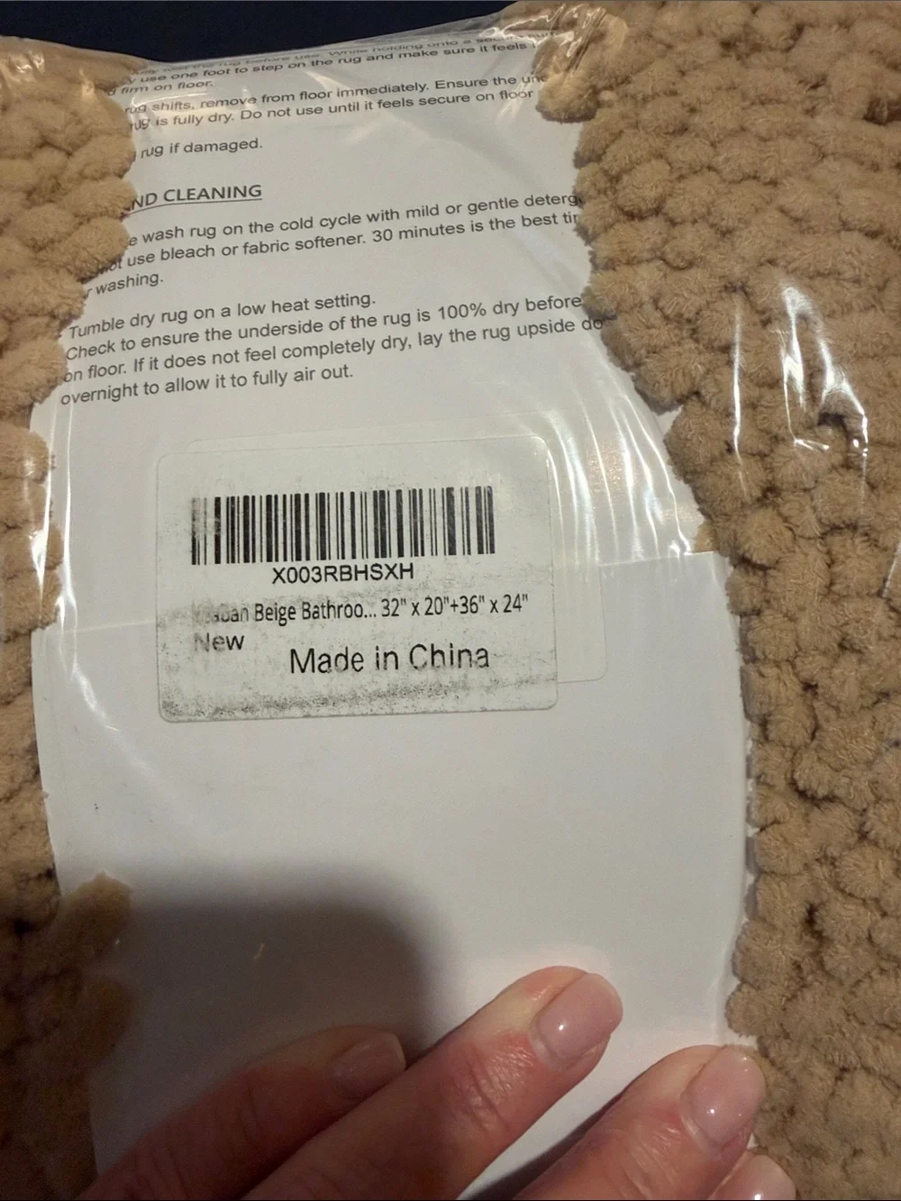 Beige Chenille Textured Bath Mats